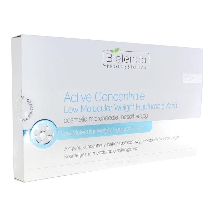 Aktywny koncentrat z niskocząsteczkowym kwasem hialuronowym do kosmetycznej mezoterapii mikroigłowej Bielenda 10x3 ml.jpg