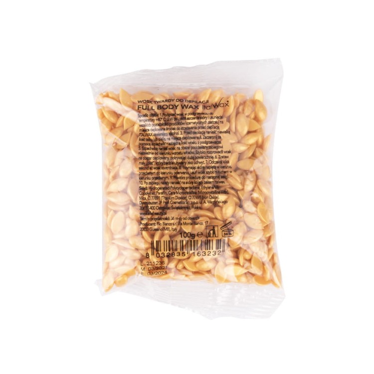 Wosk twardy w dropsach niskotemperaturowy do depilacji bezpaskowej ItalWax Full Body Film Wax 100 g (2).jpg