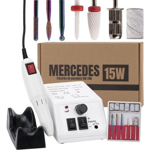 Frezarka do manicure 15W z kompletem frezów Mercedes DM298 biała white (1).jpg