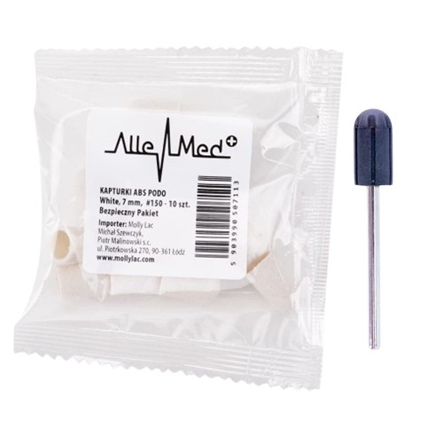 Kapturki ścierne do pedicure 7 mm gradacja 150 10 szt ABS Podo AlleMed Biały White.jpg