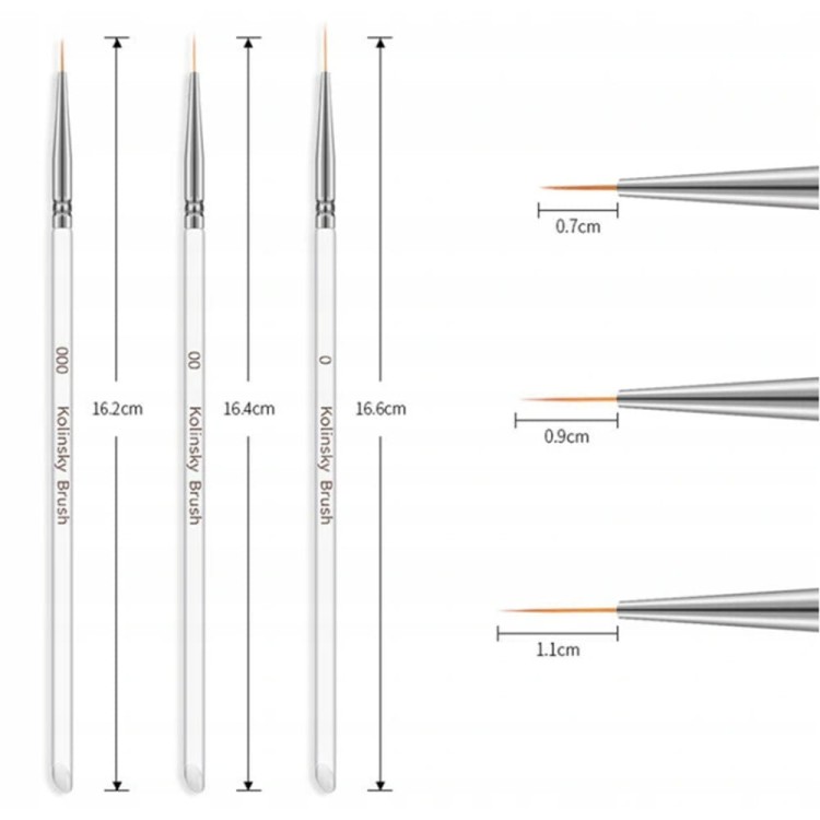 Pędzelki do żelu akrylu zdobień biały 15 elementów.jpg