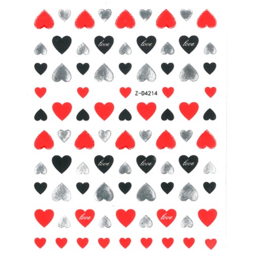 Naklejki do paznokci cienkie samoprzylepne Nail Art Sticker red silver Nr Z-D4214 (1).jpg