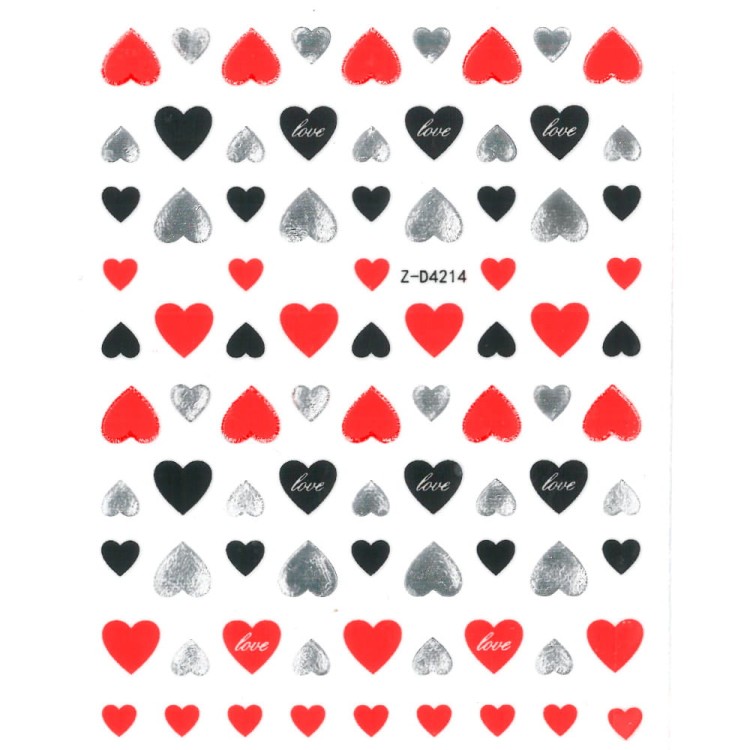 Naklejki do paznokci cienkie samoprzylepne Nail Art Sticker red silver Nr Z-D4214 (1).jpg