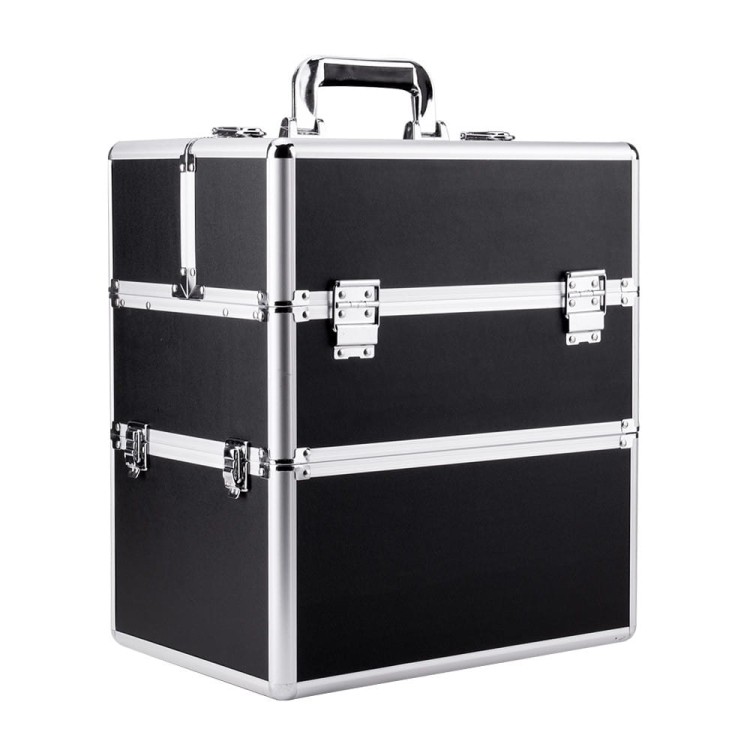 Kuferek kosmetyczny XXL dwuczęściowy na lampę i frezarkę czarny gładki srebrne okucia ( bez kratki, bez paska ) (1).jpg