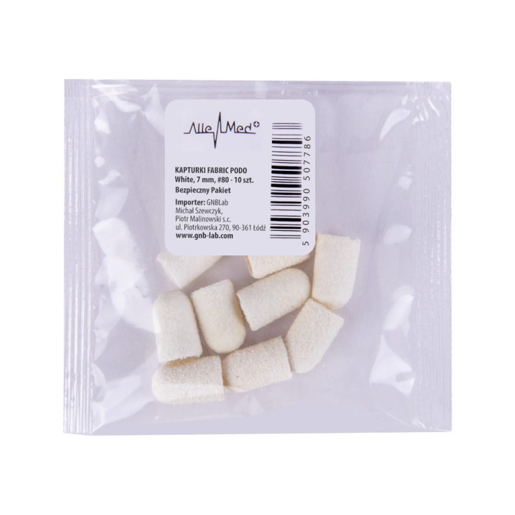 Kapturek kapturki ścierne do pedicure Fabric PODO White Biały 7mm 10 sztuk gradacja 80.jpg
