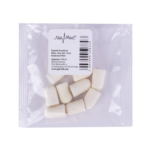 Kapturek kapturki ścierne do pedicure Fabric PODO White Biały 7mm 10 sztuk gradacja 60.jpg