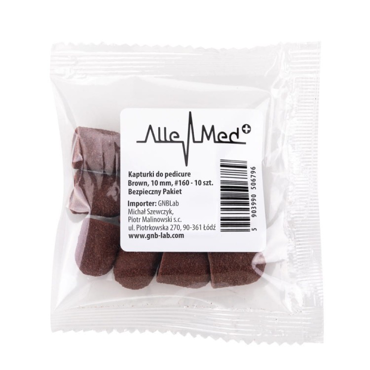 Kapturki do pedicure 10 mm gradacja 160 10 szt AlleMed Brązowy Brown.jpg