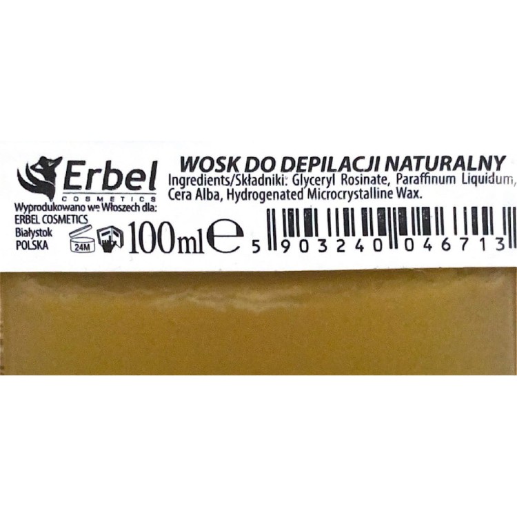 Wosk do depilacji wąska rolka Erbel Miód 100 ml.jpg
