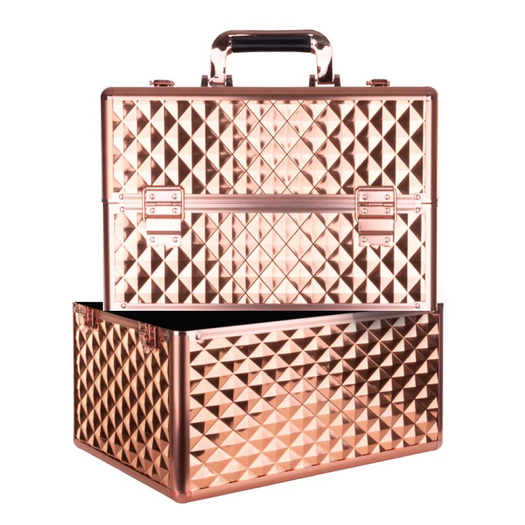 Kuferek kosmetyczny XXL dwuczęściowy na lampę i frezarkę Diamond 3D rose golden okucia rose golden (4).jpg
