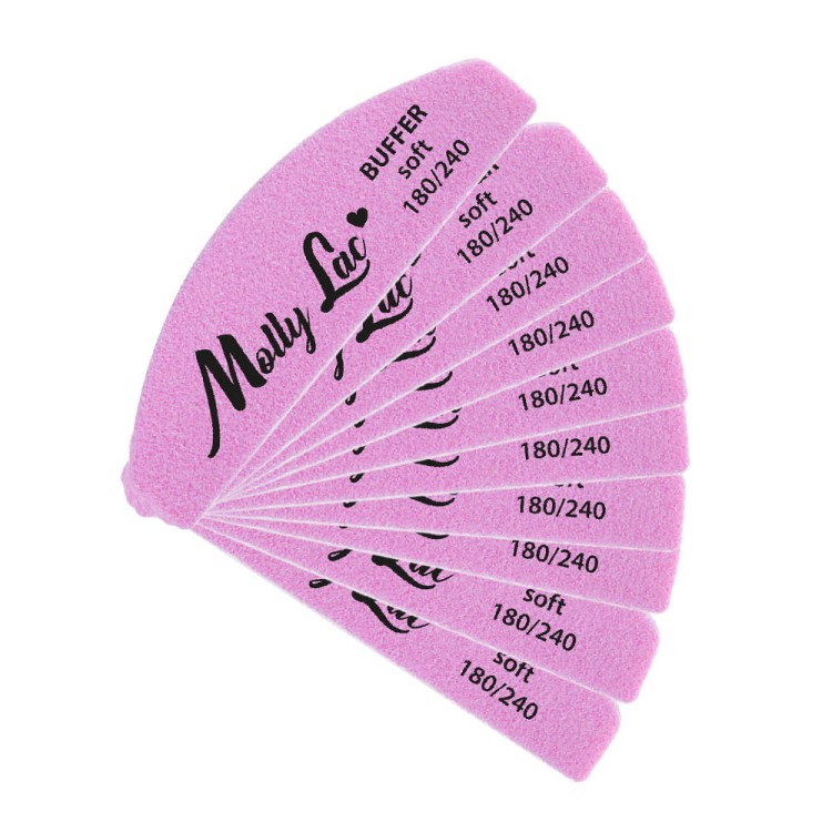 Zestaw 10 szt polerek buffer mini półksiężyc łódka soft 180240 MollyLac.jpg