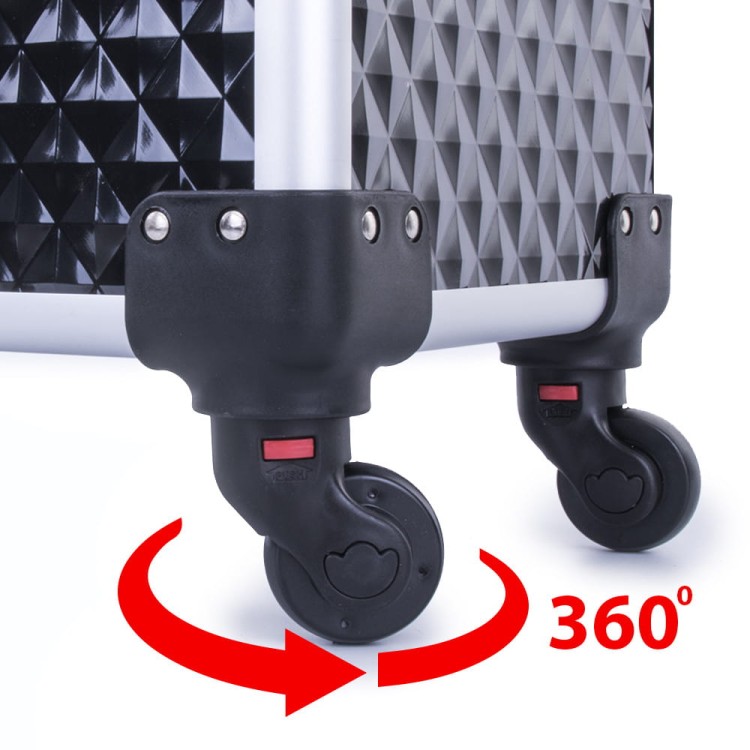 Kuferek kosmetyczny XXXL 4w1 walizka kosmetyczna na kółkach obrotowych 360 stopni Diamond 3D Czarny ze srebrnymi okuciami (7).jpg