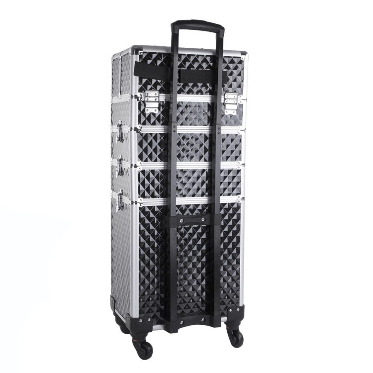 Kuferek kosmetyczny XXXL 4w1 walizka kosmetyczna na kółkach obrotowych 360 stopni Diamond 3D Czarny ze srebrnymi okuciami (8).jpg