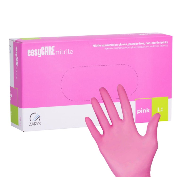 Rękawiczki jednorazowe nitrylowe diagnostyczne i ochronne Easycare nitrile Pink rozmiar L różowe 100 szt (1).jpg