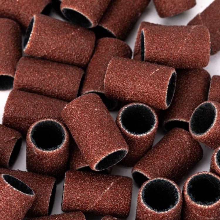 KAPTURKI DO MANICURE I PEDICURE MANDRELE NAKŁADKI ŚCIERNE CYLINDER 6MM GRADACJA 180 ALLEMED BRĄZOWE 50SZT 3.jpg