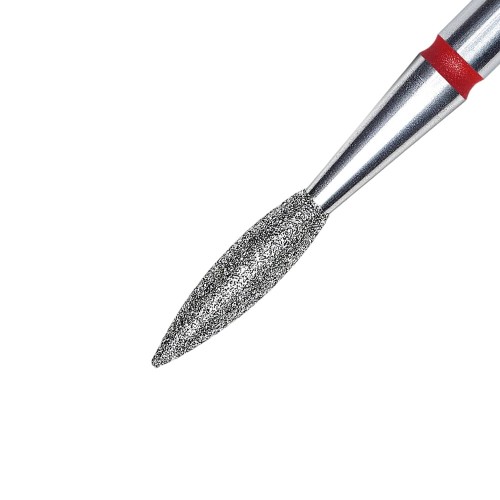 Frez diamentowy płomyk ostry czerwony Staleks Expert średnica 2,1 mm część robocza 8 mm 2.jpg