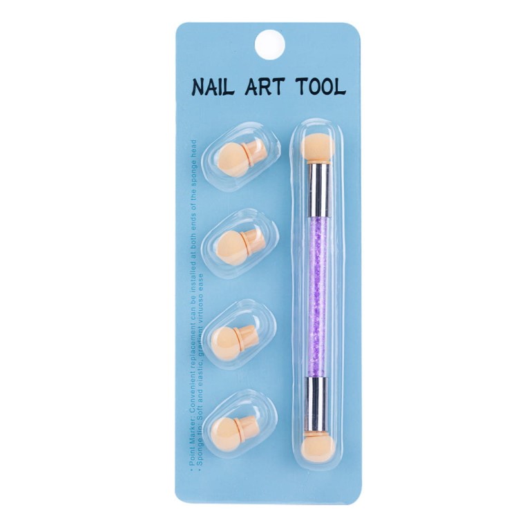 Dwustronny pędzel gąbka do ombre i nail art z cyrkoniami fioletowy (4).jpg