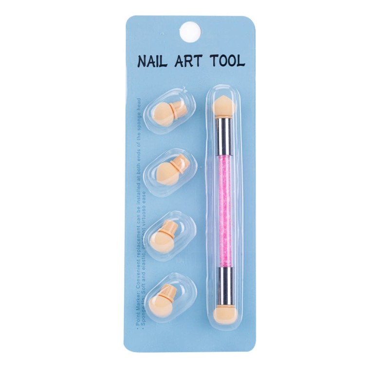 Dwustronny pędzel gąbka do ombre i nail art z cyrkoniami różowy (4).jpg