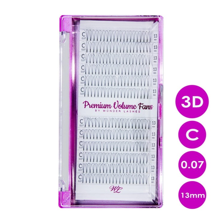 Rzęsy Premium Volume Wonder Lashes Fans metoda objętościowa 3D C 0.07 13 mm.jpg