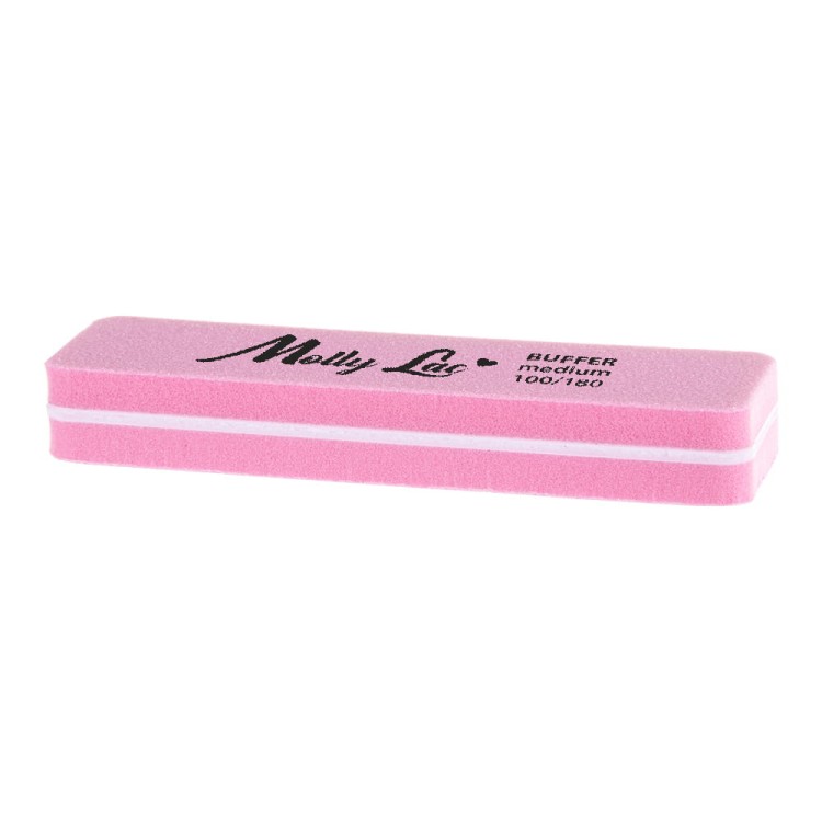 Polerka dwustronna Buffer mini szeroka Medium 100 180 różowa MollyLac 2.jpg