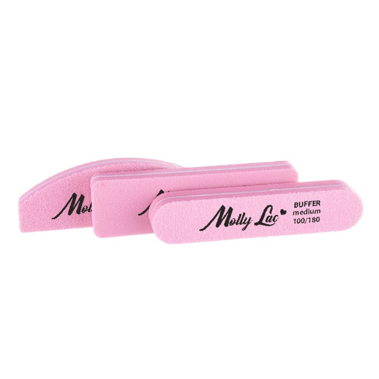 Polerka dwustronna Buffer mini szeroka Medium 100 180 różowa MollyLac 4.jpg