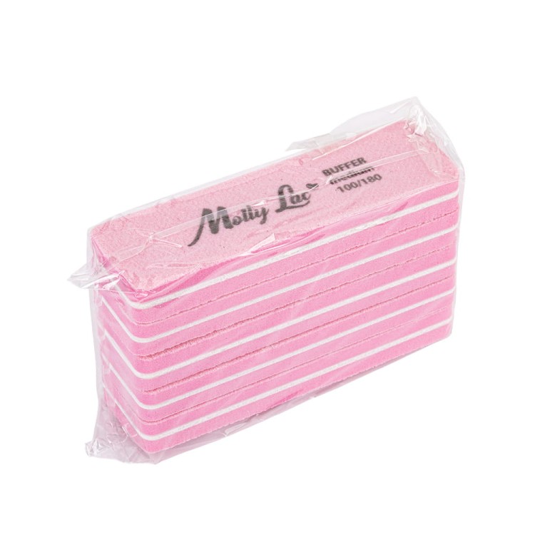 Polerka dwustronna Buffer mini szeroka Medium 100 180 różowa MollyLac 5.jpg
