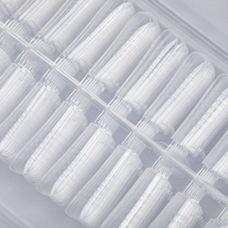 Górne formy do paznokci dualformy do żelu akrylożelu akrylu kwadrat z podziałką Molly Nails 220 szt model PH-68 2.jpg