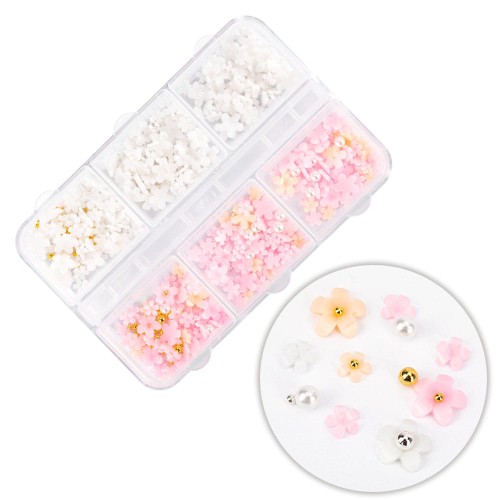 Ozdoby do paznokci akrylowe kwiatki mix kolorów kasetka ok 180 sztuk 1.jpg