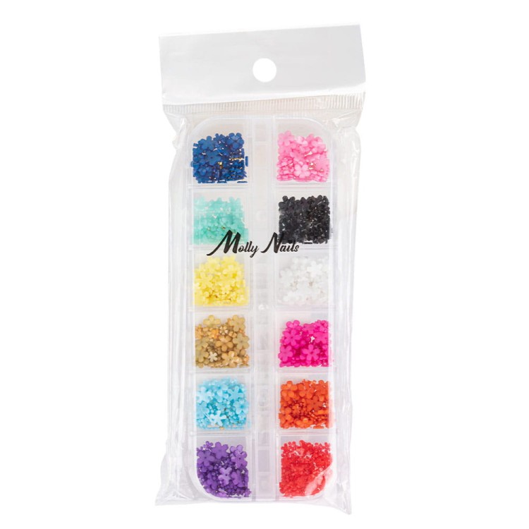 Ozdoby do paznokci Molly Nails akrylowe kwiatki mix kolorów ok 300 sztuk kasetka 5.jpg