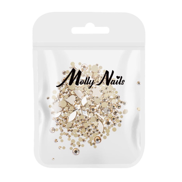 OZDOBY DO PAZNOKCI MOLLY NAILS CYRKONIE ZŁOTE MIX 150SZT 3.jpg