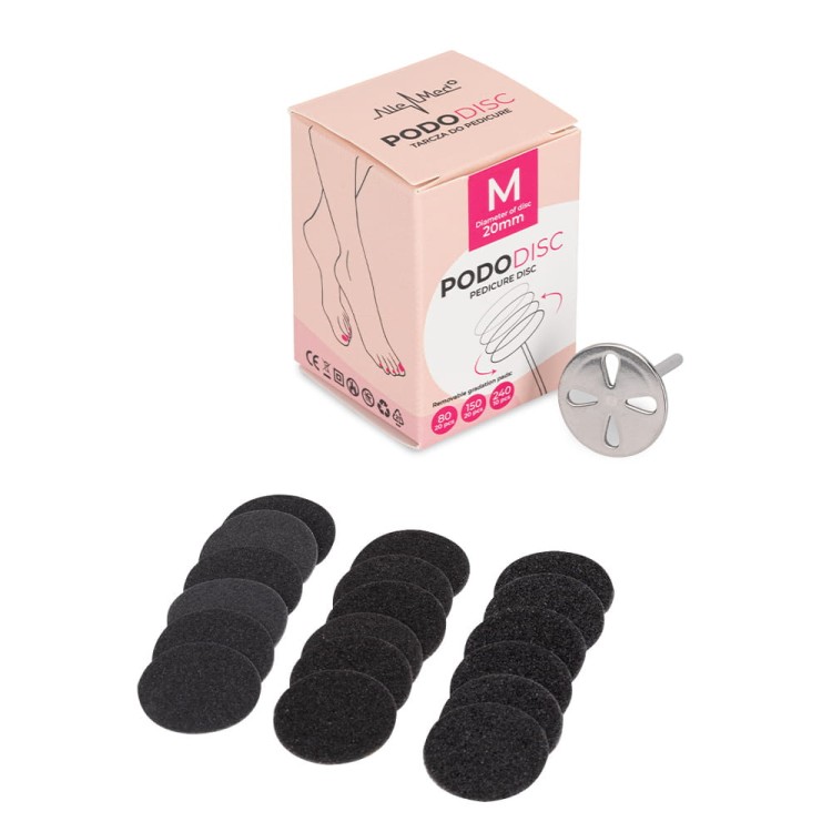 Dysk tarcza do pedicure Pododisk zestaw trzpień dysk + nakładki tarcze wymienne M 20 mm 1.jpg