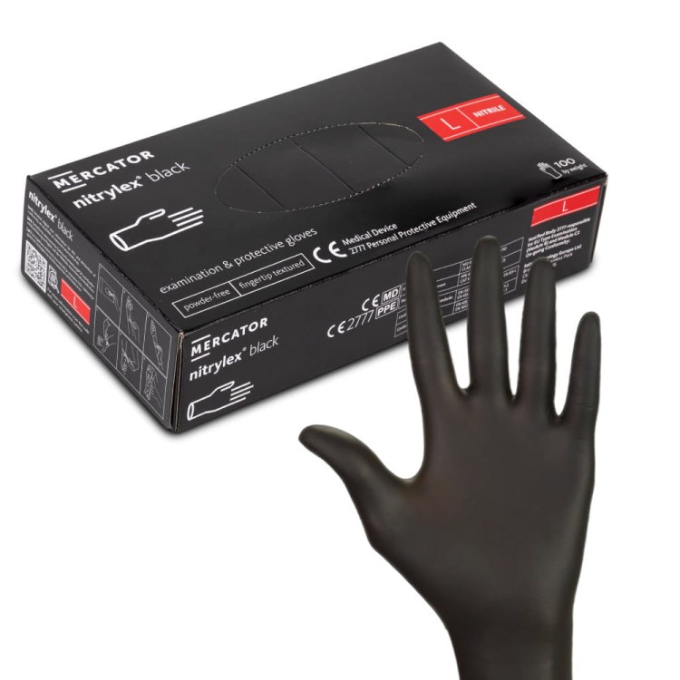 Rękawiczki jednorazowe nitrylowe diagnostyczne i ochronne Mercator rozmiar L czarne 100 szt 1.jpg