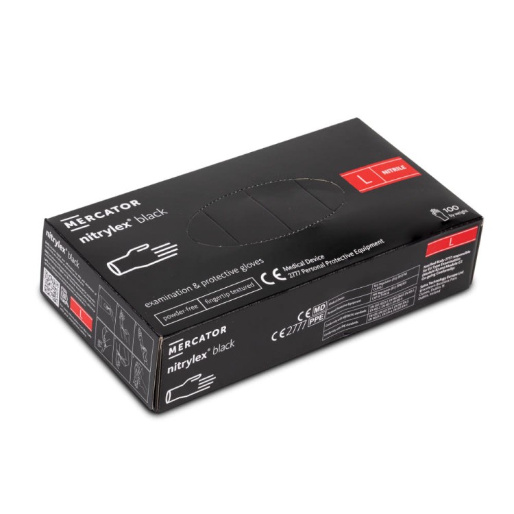 Rękawiczki jednorazowe nitrylowe diagnostyczne i ochronne Mercator rozmiar L czarne 100 szt 4.jpg
