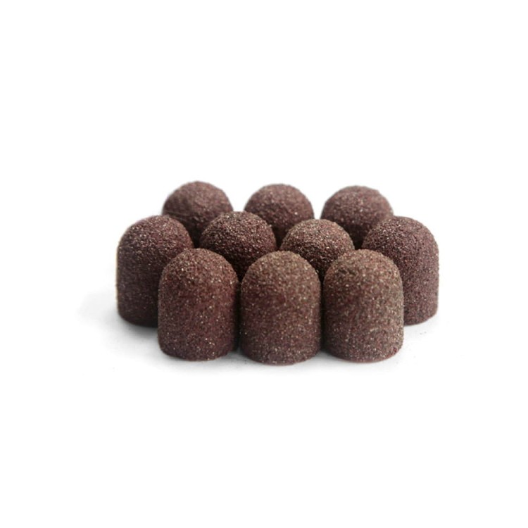 Kapturki ścierne do pedicure z bawełnianym środkiem 13mm gradacja 100 brązowe AlleMed 100 szt 1.jpg