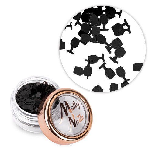 Ozdoba do paznokci Molly Nails kieliszki czarne 2g 1.jpg