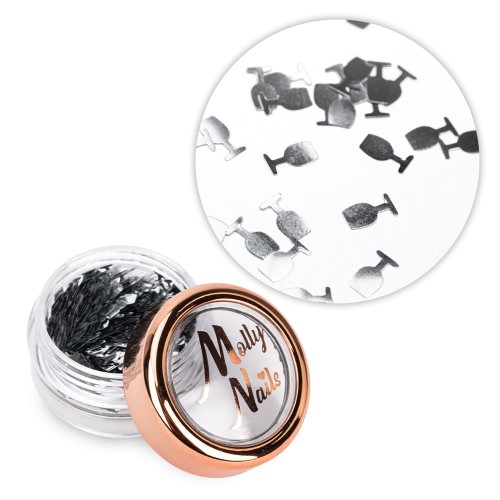 Ozdoba do paznokci Molly Nails kieliszki srebrne holo 2g 1.jpg