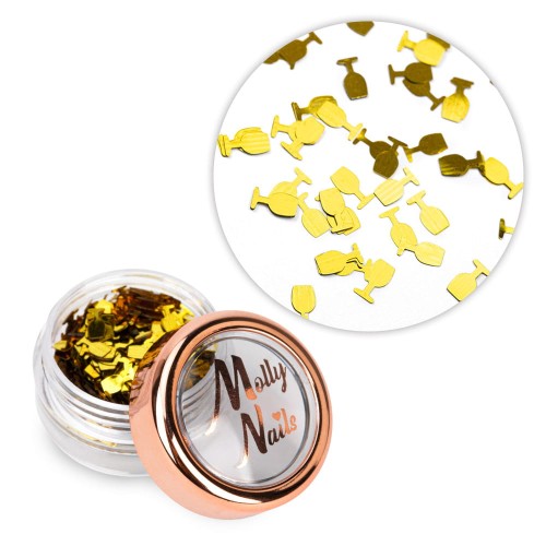 Ozdoba do paznokci Molly Nails kieliszki złote holo 2g 1.jpg