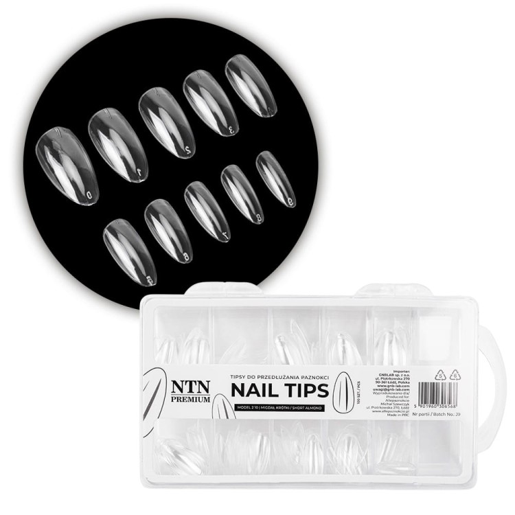 TIPSY DO PRZEDŁUŻANIA PAZNOKCI NAIL TIPS MODEL 2 10 MIGDAŁ KRÓTKI 100SZT 1.jpg