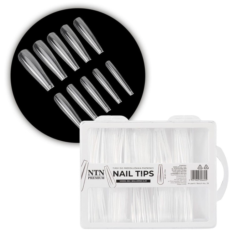 TIPSY DO PRZEDŁUŻANIA PAZNOKCI NAIL TIPS MODEL E64 BALLERINA SLIM 100SZT 1.jpg
