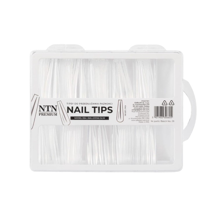 TIPSY DO PRZEDŁUŻANIA PAZNOKCI NAIL TIPS MODEL E64 BALLERINA SLIM 100SZT 5.jpg