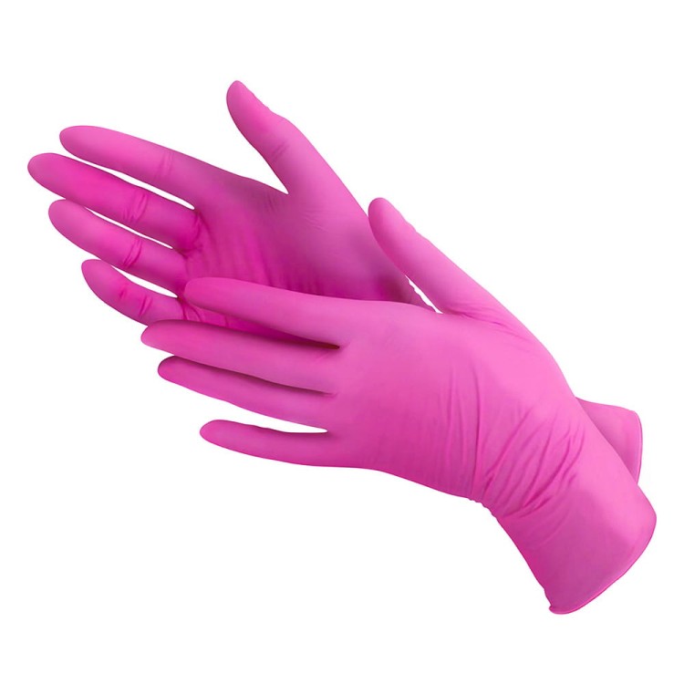 Rękawiczki jednorazowe nitrylowe diagnostyczne bezpudrowe magenta Medisterill S 100szt 2.jpg