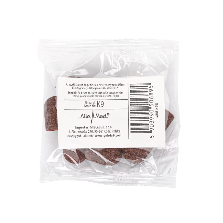 KAPTURKI ŚCIERNE DO PEDICURE Z BAWEŁNIANYM ŚRODKIEM 13MM GRADACJA 180 BRĄZOWE ALLEMED 10SZT 1a.jpg