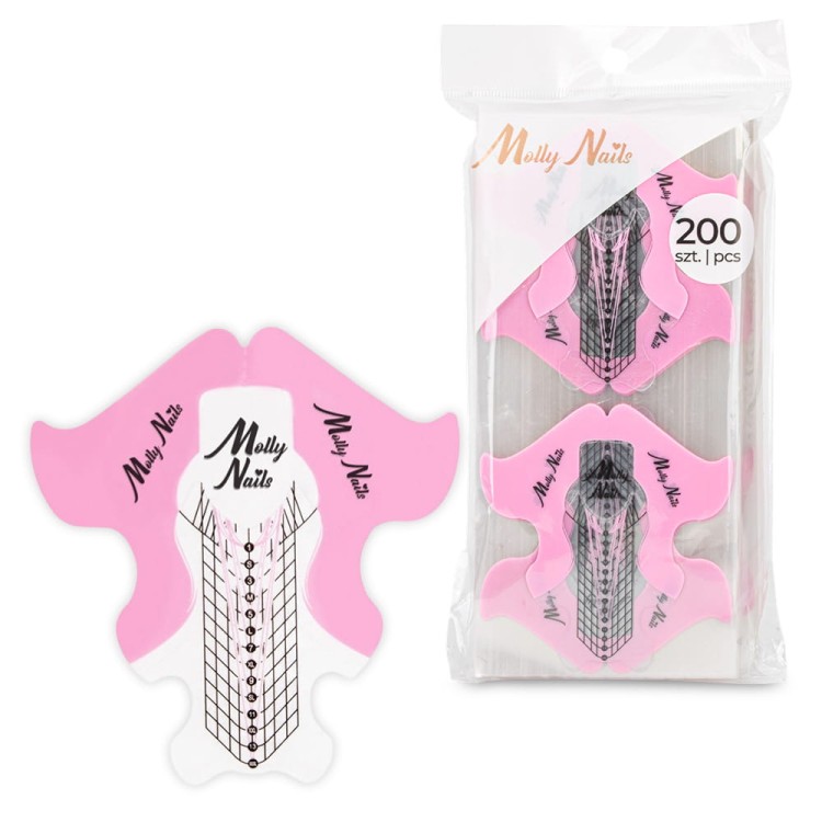 Szablony formy do przedłużania paznokci Molly Nails transparentny róż 200 szt 1.jpg