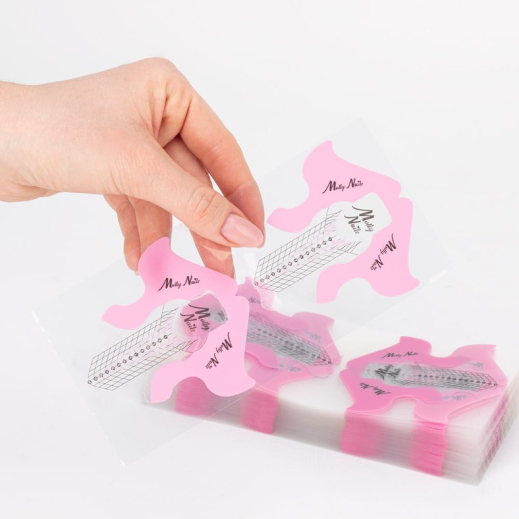 Szablony formy do przedłużania paznokci Molly Nails transparentny róż 200 szt 3.jpg