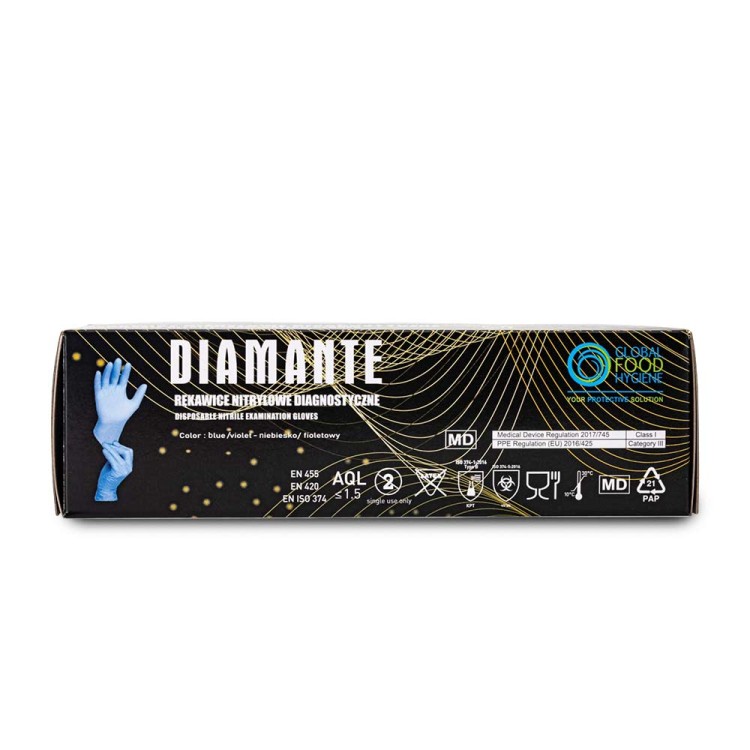 Rękawiczki nitrylowe diagnostyczne i ochronne Diamante rozmiar S niebieskie 4.jpg