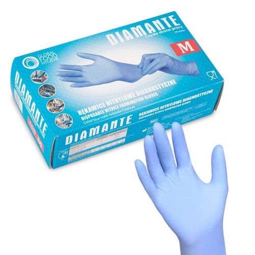 Rękawiczki nitrylowe diagnostyczne i ochronne Diamante rozmiar M niebieskie 1.jpg