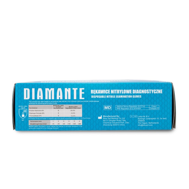 Rękawiczki nitrylowe diagnostyczne i ochronne Diamante rozmiar M niebieskie 4.jpg