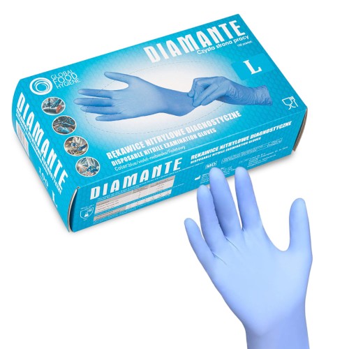 Rękawiczki nitrylowe diagnostyczne i ochronne Diamante L niebieskie 1.jpg