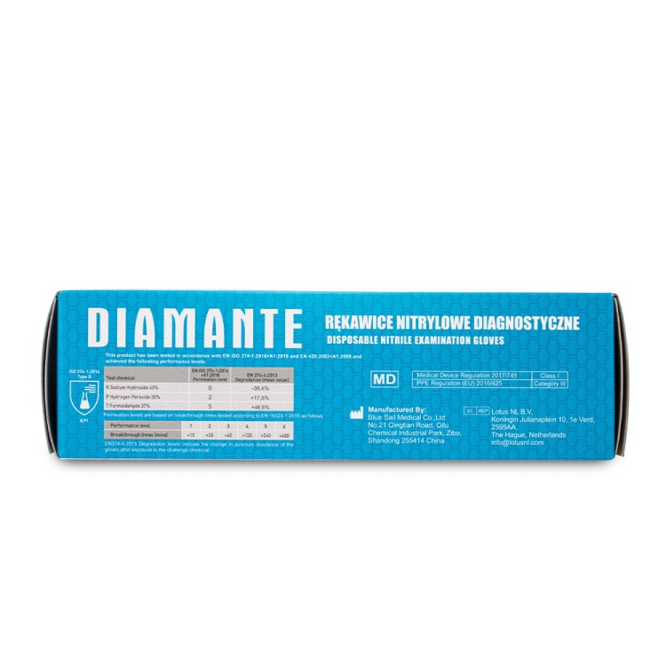 Rękawiczki nitrylowe diagnostyczne i ochronne Diamante L niebieskie 4.jpg