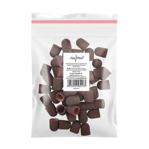 Kapturki ścierne do pedicure z bawełnianym środkiem 13mm gradacja 120 brązowe AlleMed 100 szt (2).jpg