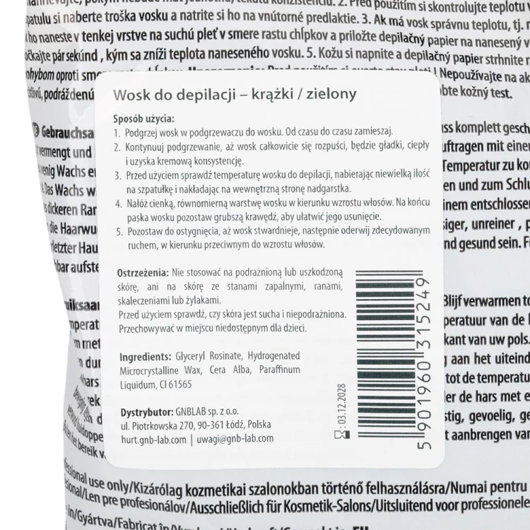 Wosk do depilacji krążek do depilacji bezpaskowej Xanitalia zielony 1000g 3.jpg